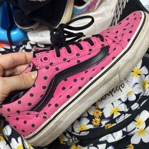 Vans pink size 4 big girls polka dots